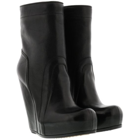 Rick Owens Women’s Leather Mid-calf Wedge Boots - Picture 8 of 8
